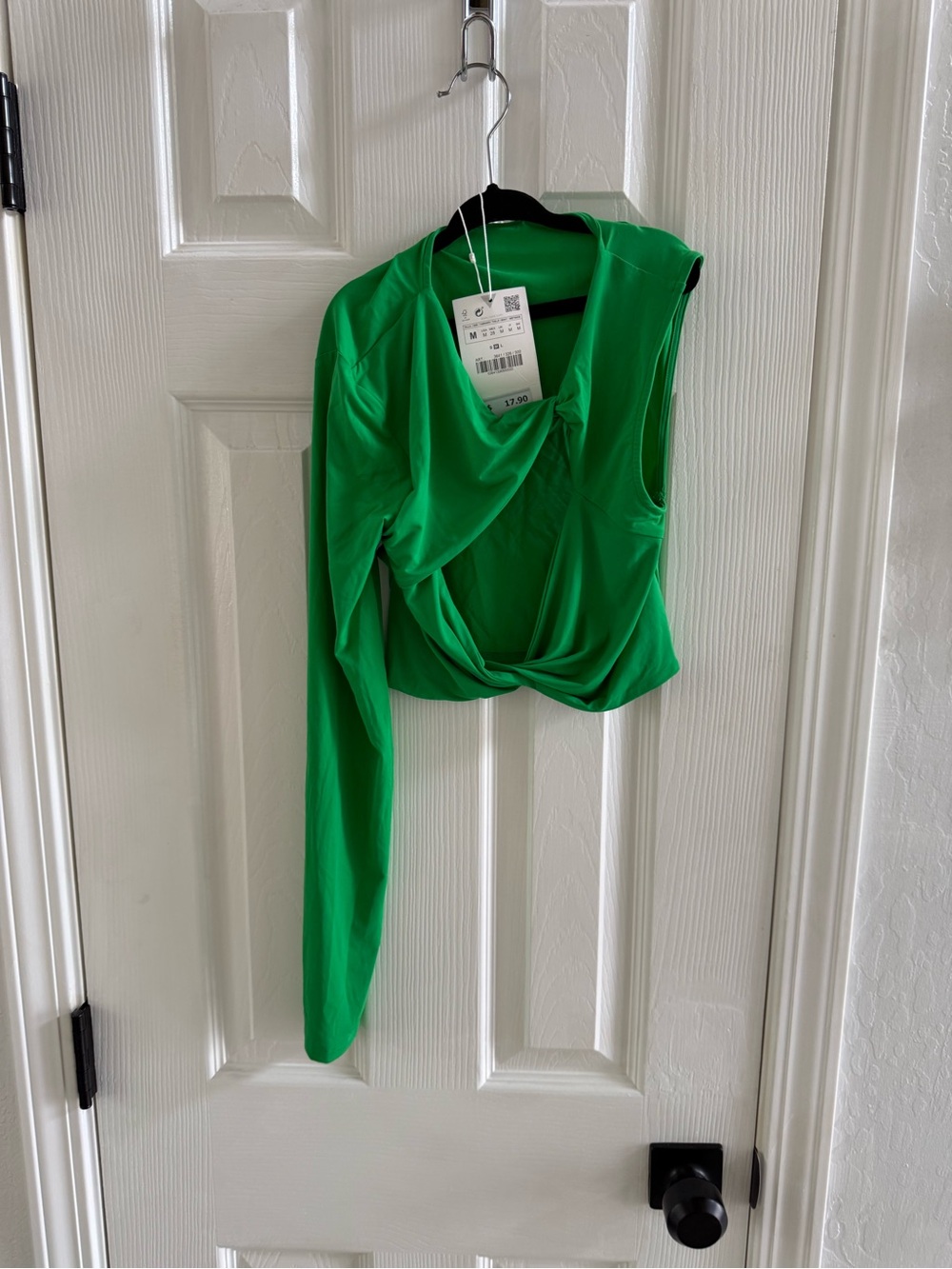 Zara Emerald Green Twist-Front Crop Top